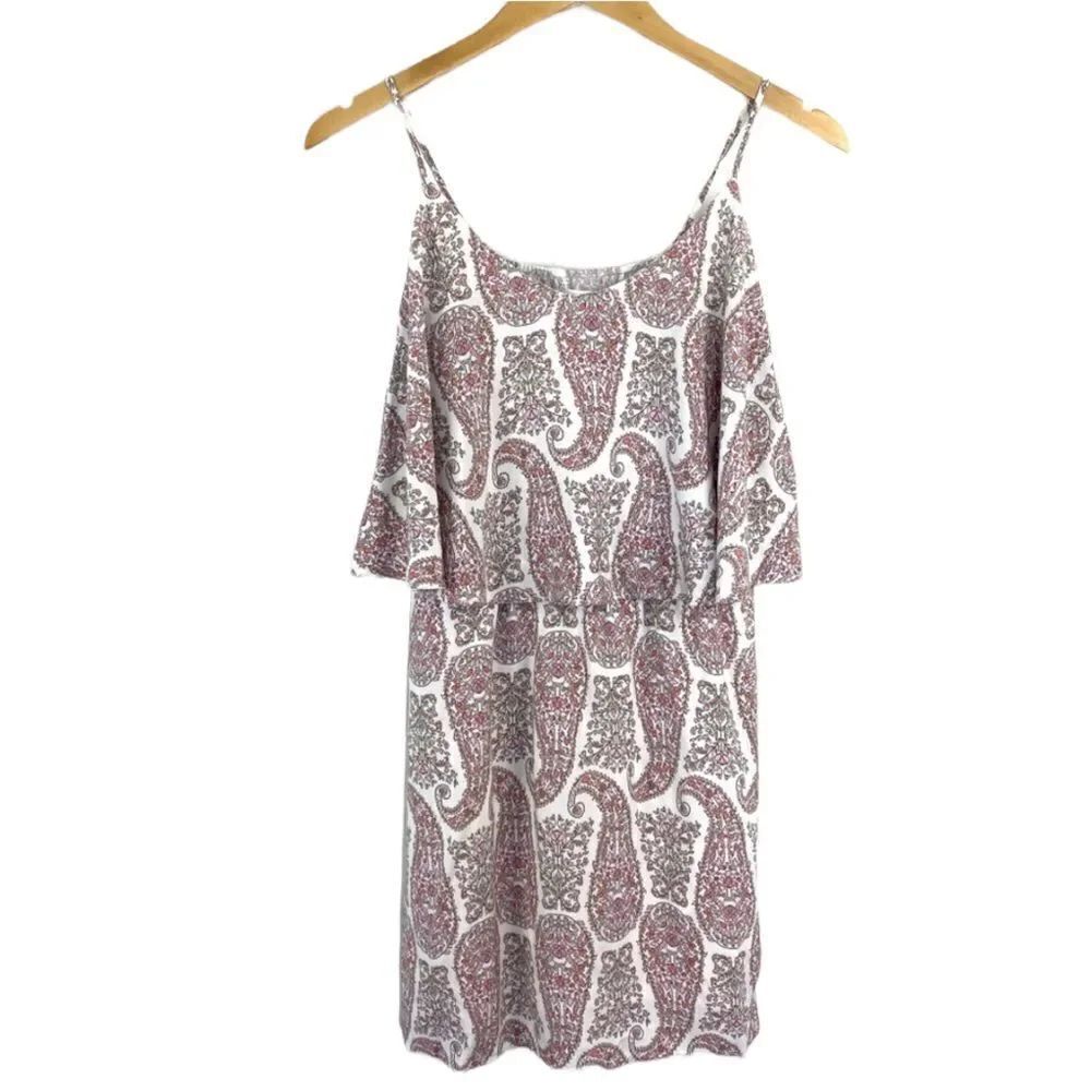 Old Navy pink paisley ruffle boho sun dress medium petite
